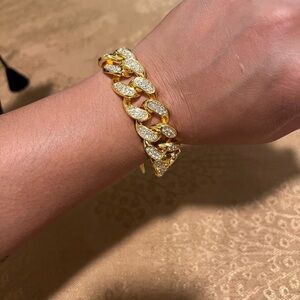 Fashion Jewelry Gold Chain Bracelet with Sparkling Accents